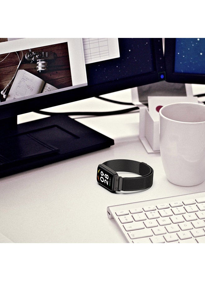 O Ozone - Milanese Loop Strap for Xiaomi Redmi Smart Band 2 Stainless Steel Replacement Strap Mesh Metal Watch Bands Magnetic Adjustable Wristband Strap for Redmi Smart Band 2 Men Women -Black - Image 1