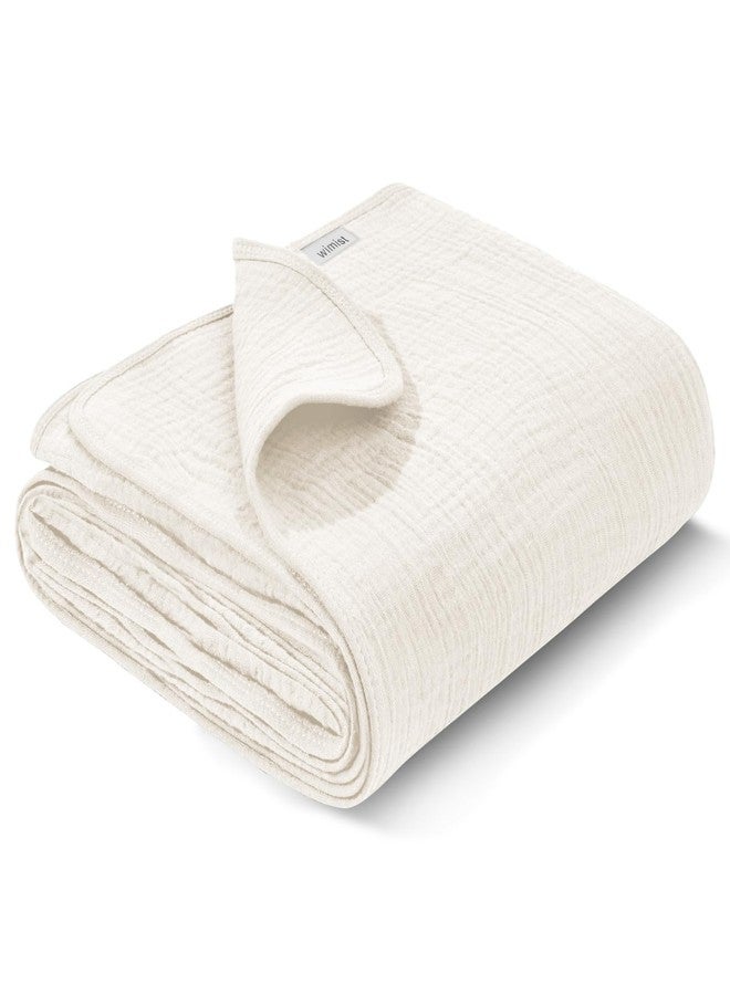 Wimist Muslin Swaddle Blankets, Swaddle Blanket for Baby Girls and Boys, Baby Receiving Blankets, Baby Essentials, Suitable for Neutral Newborns and Crib Essentials, Large 40 x 36 inches (Cream) - Image 1