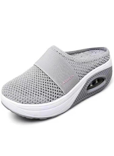 2022 Summer New Plus Size Lazy Person One Step Slippers Womens European Simple Slope Slippers Rubber Sole China Made Gray