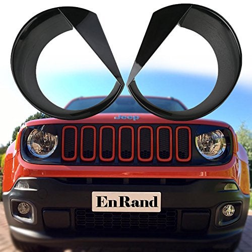 EnRand Front Light Bezel Headlight Cover Trim for Jeep Renegade 2015 2016 2017 2018,Angry Birds Eye Style,Durable UV treated ABS,Upgrade Clip In Version - Image 1