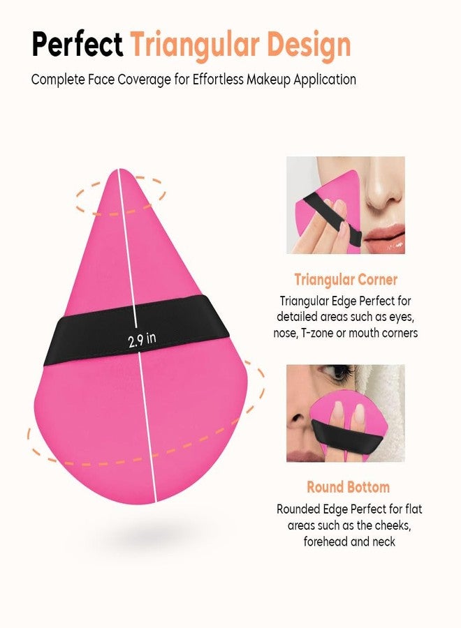 MR.THINDZ® 2 Pcs Powder Puff Soft Face Makeup Sponge, Loose powder Foundation Blending Sponges Set, Beauty Blender, Contouring, Wedge Triangle Shape Wet & Dry Tool Washable Reusable (Dark Pink) - Image 3
