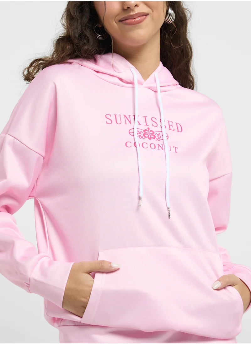جينجر Hooded Graphic Oversize Sweatshirt