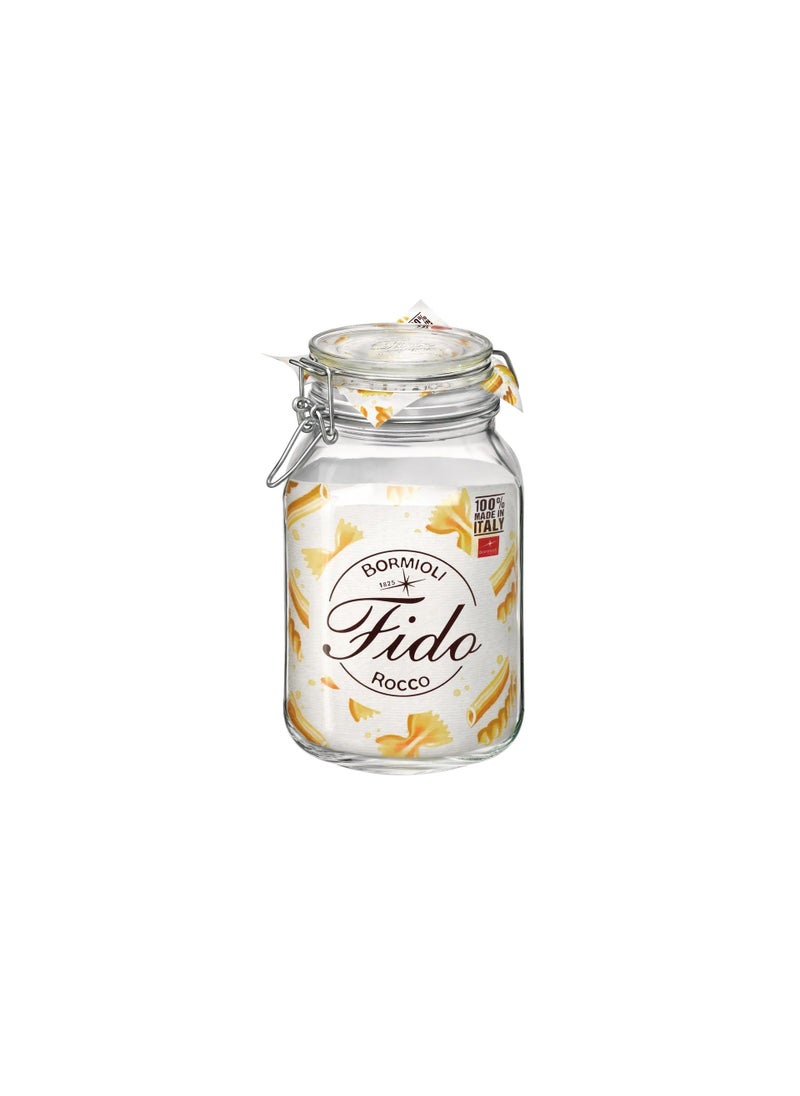 Bormioli Rocco Bormioli Rocco Fido Wide Mouth Squared Glass Jar with Airtight Gasket Clamp Lid for Canning and Food Storage 6775 oz Clear Top 