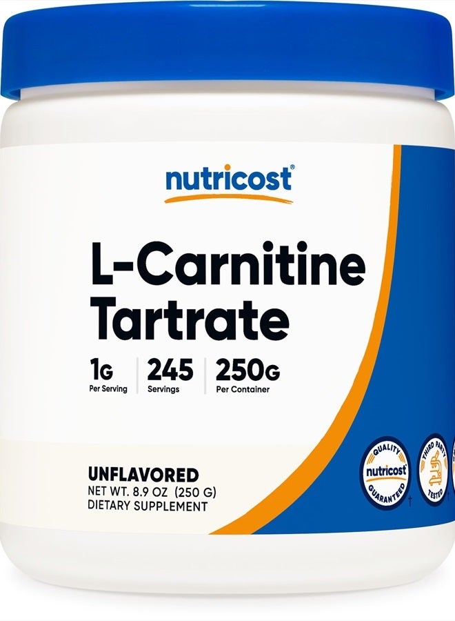 Nutricost مسحوق L-Carnitine Tartrate (250 جرام) - 1 جرام لكل حصة، 245 حصة - Image 1