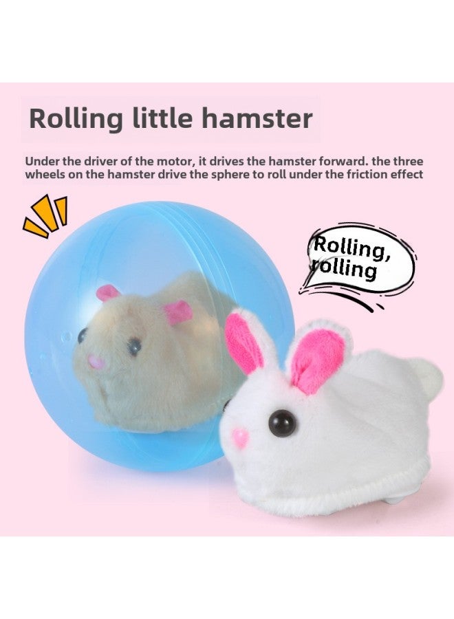 Children's Electric Simulation Bunny Ball Hamster Ball Plush Cute Doll Fun Cat Toy Free Hands Toy-Color:If You Need English Color Box, Please Contact Customer Service-Specifications:Comes With Standard Batteries  - Image 2