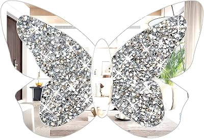 XIHACTY Butterfly Shaped Mirror for Home DÃƒÂ©cor, Crystal Crushed Diamond Silver Mirror,10Ã¢â‚¬â„¢Ã¢â‚¬â„¢X15Ã¢â‚¬Â - Image 1