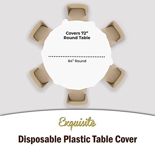 Exquisite 12-Pack Premium Plastic Tablecloth 84in. Round Table Cover - White - Image 4