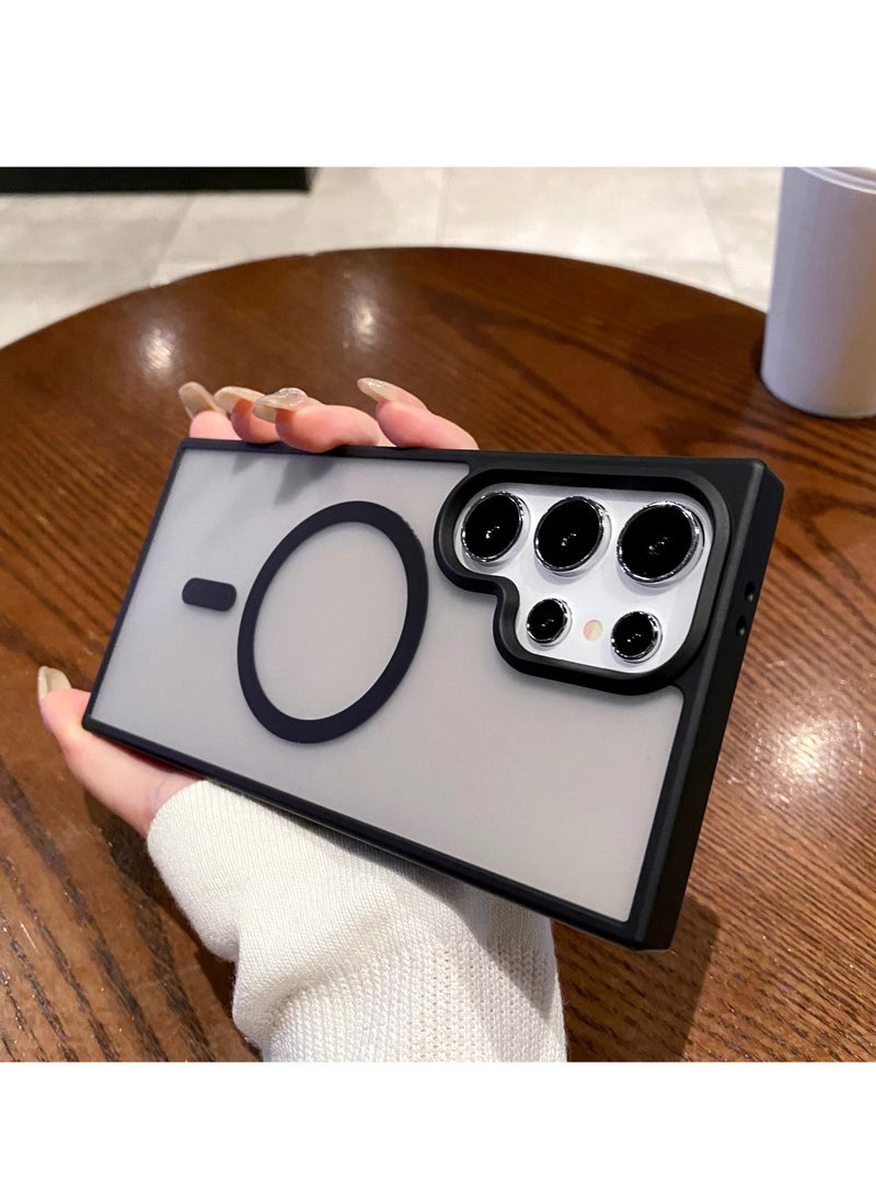 Black Samsung S24 Ultra Case MagSafe Compatible Magnetic Cover Translucent Matte Back Shockproof Slim Full Protection Phone Case - Image 1