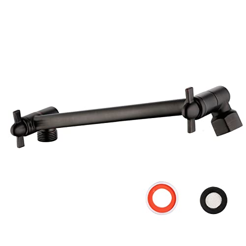Pichrain Adjustable Shower Extension Arm, 10 Inch Brass Oil Rubbed Bronze Shower Arm Extension for Shower Head, Universal Shower Extension for Fixed Shower Head - Image 1