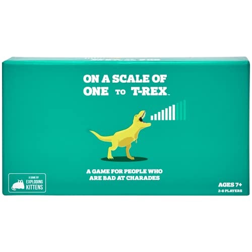 Exploding Kittens On a Scale of One to TRex 28 Players Ages 7 15 Minutes to Play Charades Style Acting Card Game Party Game Family Game Night Kid and Adult Card Game - Image 1