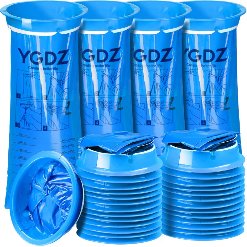 YGDZ 30 Pack Disposable Vomit Bags Blue Barf Bags for Travel Motion Sickness Aircraft Car