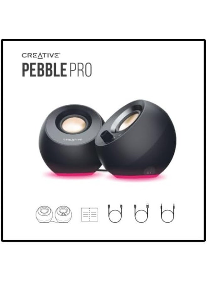 CREATIVE Pebble Pro 2.0 USB-C Computer Speakers with Bluetooth 5.3 and Customizable RGB Lighting, USB Audio, and Headset/Mic Port (Black) - Image 4