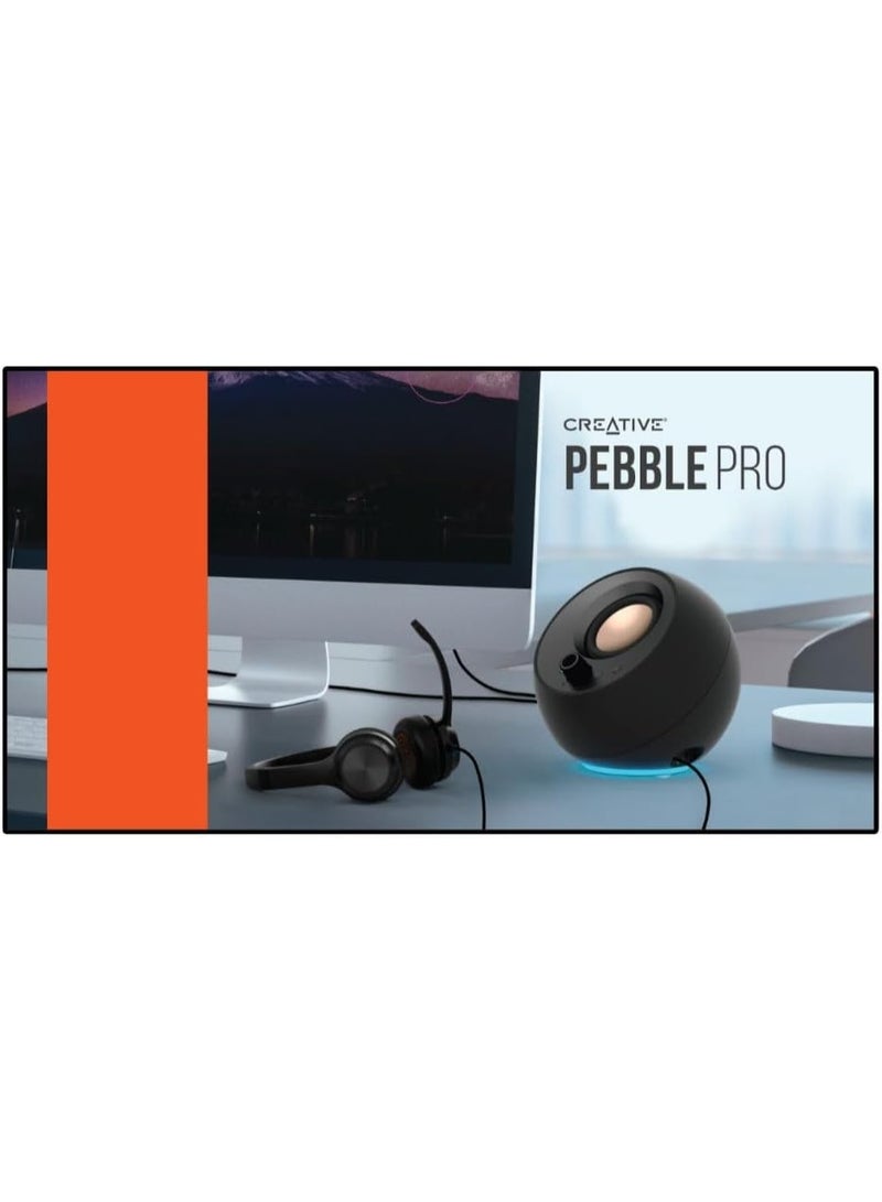 CREATIVE Pebble Pro 2.0 USB-C Computer Speakers with Bluetooth 5.3 and Customizable RGB Lighting, USB Audio, and Headset/Mic Port (Black) - Image 3