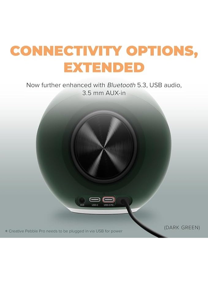 CREATIVE Pebble Pro 2.0 USB-C Computer Speakers with Bluetooth 5.3 and Customizable RGB Lighting, USB Audio, and Headset/Mic Port (Black) - Image 5