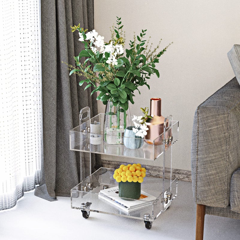 ONELUX (Flat Packed) Original Acrylic Side Table,Clear Table with Wheels,Acrylic Bedside Tables/Night Stand - 41Ã—34Ã—48H CM - Image 3