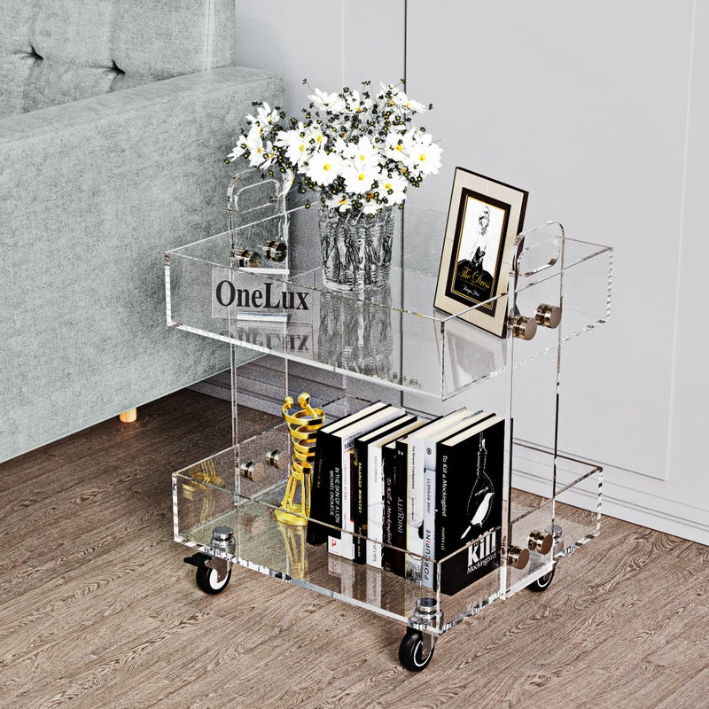 ONELUX (Flat Packed) Original Acrylic Side Table,Clear Table with Wheels,Acrylic Bedside Tables/Night Stand - 41Ã—34Ã—48H CM - Image 2