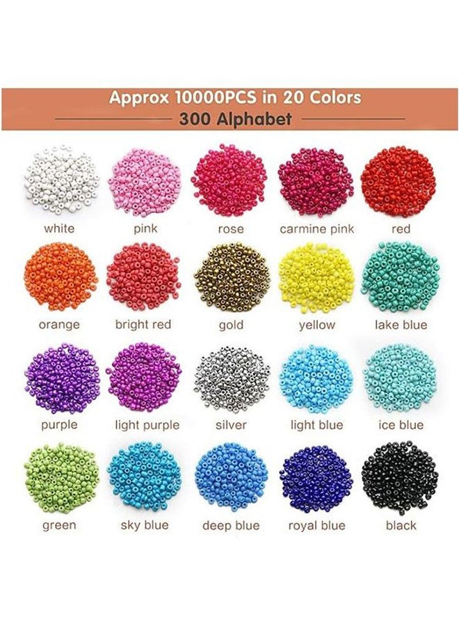 10000-Piece Small Colourful Gemstone Bracelet Beads With A-Z Alphabet Letter DIY Bead Making Kit With Rope 7.8 x 5.2 x 0.9inch - Image 5