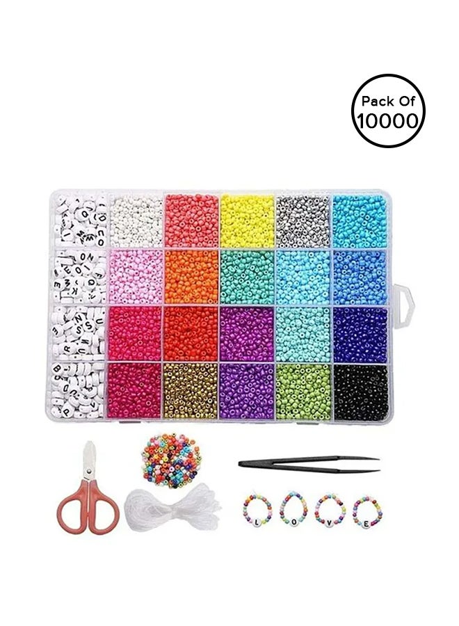 10000-Piece Small Colourful Gemstone Bracelet Beads With A-Z Alphabet Letter DIY Bead Making Kit With Rope 7.8 x 5.2 x 0.9inch - Image 1