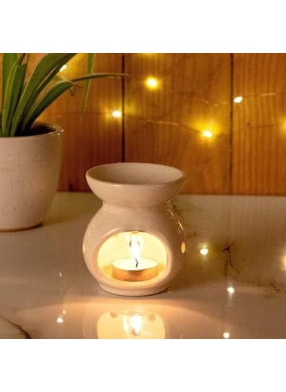 PeepalComm PeepalComm Combo Pack Ceremic Premium Oil Burner with 1 Pack of TLight Candles 1 Rose Aroma Oil Diffuser Set 1 Units  - Image 1
