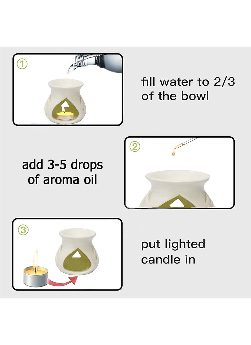 PeepalComm PeepalComm Combo Pack Ceremic Premium Oil Burner with 1 Pack of TLight Candles 1 Rose Aroma Oil Diffuser Set 1 Units  - Image 5