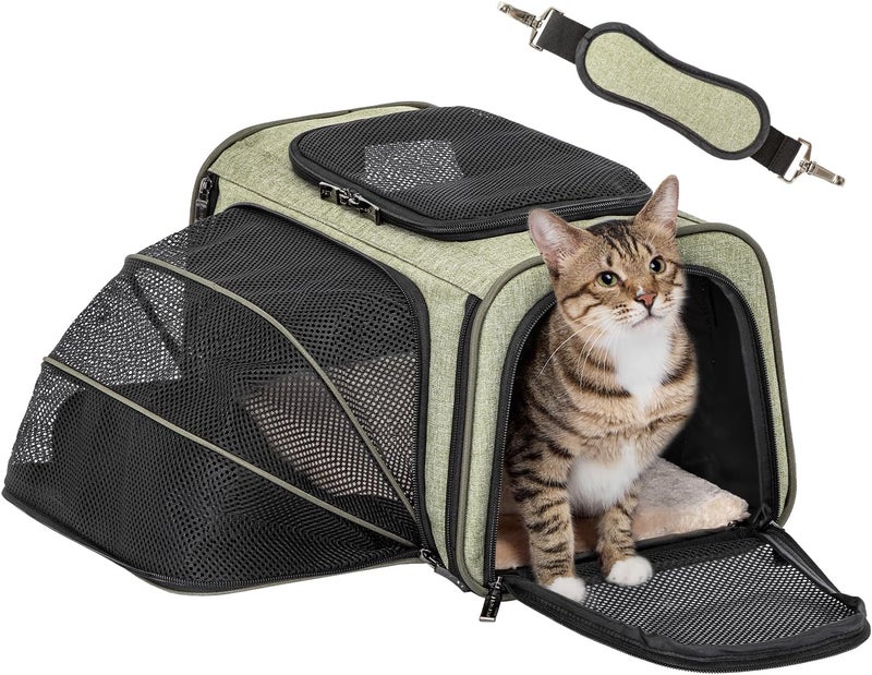 Petsfit Expandable Rabbit Carrier Small Cat Carrier Airline Approved, 16X10X9 Inches Soft-Sided Portable Small Animal Travel Bag for Kitten/Puppy/Bunny/Guinea Pig - Image 1