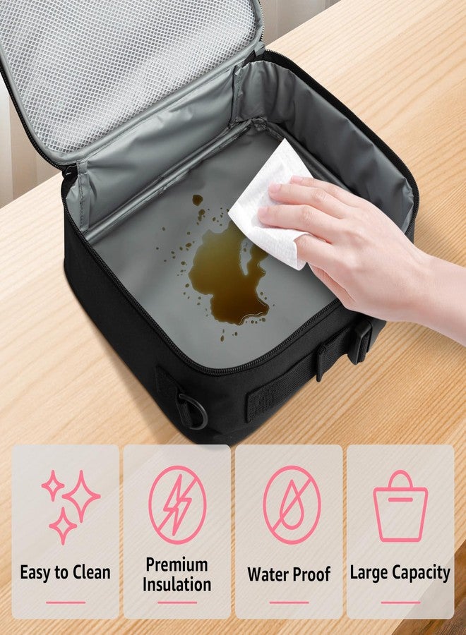 Easozoom Black cat Bento Insulated Lunch Bag Box lonchera for Teen girl boy Kid Reusable Large Capacity Portable Waterproof Leakproof with name tag to School Office Picnic Travel Hiking Camping - Image 4