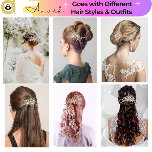 ANVIK Pearl And Crystal Fancy Hair Clip/Side/Comb/Juda/Crystal Bun Pin For Women And Girls Bride Hair Styling Wedding Hair Accessories For Women Flower Hair Accessory - Image 4