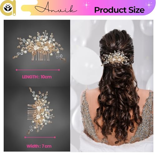 ANVIK Pearl And Crystal Fancy Hair Clip/Side/Comb/Juda/Crystal Bun Pin For Women And Girls Bride Hair Styling Wedding Hair Accessories For Women Flower Hair Accessory - Image 3