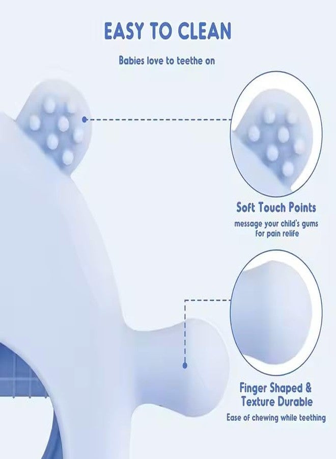 Rukan Baby Teether Toy - Never Drop Silicone Teether Mitten 6 to 12 Months Soft Toys Soothers & Baby Accessories, Attachable Links for Stroller, Crib, Tilasmi Moti for Teething BPA-Free (Blue) Panda - Image 3