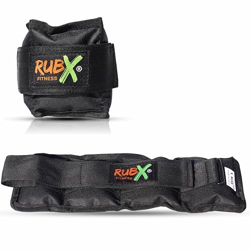 RUBX Ankle Weights 3KG (1.5KG X 2) Black- Adjustable StrapWeighted Bands for Strength Training, Running, Gym, Yoga & Home Workouts – Unisex Polyester with Secure Fit - Image 1
