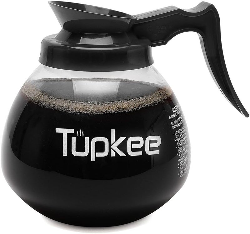 Tupkee بديل لإبريق القهوة التجاري – كأس زجاجي مقاوم للكسر مخصص للمطاعم، سعة 64 أونصة، 12 كوب، مقبض أسود/النموذج العادي، متوافق مع إبريقي Wilbur Curtis وBloomfield وBunn للقهوة - Image 1