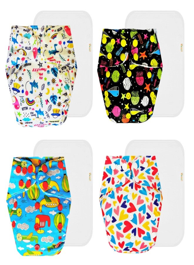 Dumbledo Premium Cloth Diaper with Cotton Insert (Pack of 4) | Hypoallergenic | Reusable & Washable | Quick Dry | Everyday Diapering Essential | 3 Months - 3 Years | Unisex Baby - Image 1