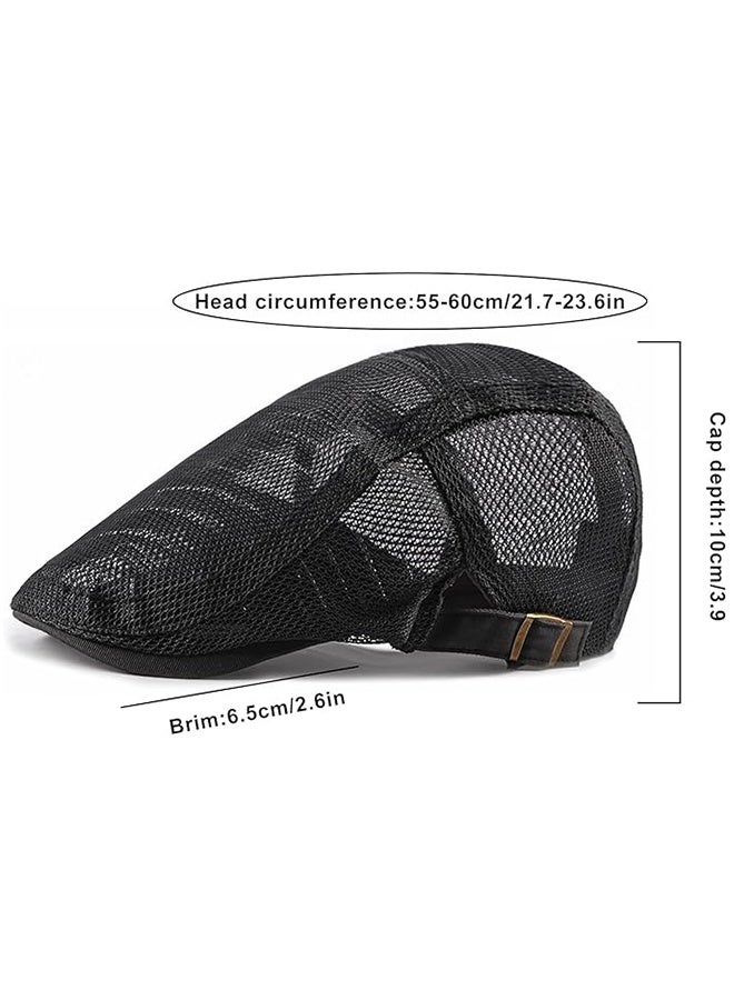 Men's Mesh Cap Breathable Summer Newsboy Hat Adjustable Beret Ivy Cap Irish Cabbie Driving Hunting Hats - Image 3