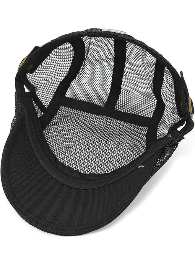 Men's Mesh Cap Breathable Summer Newsboy Hat Adjustable Beret Ivy Cap Irish Cabbie Driving Hunting Hats - Image 4