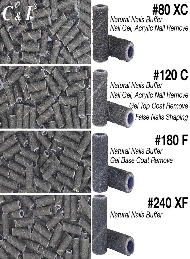 C & I 100pcs Small Sanding Bands & 1pc Slim Mandrel Nail Drill Bit Set Acrylic Gel Remove False Nails Shaping Cuticle Care Nail Prep Efile Nail Supplies for Nail Salon (Black, 150 Middle-M) - Image 4