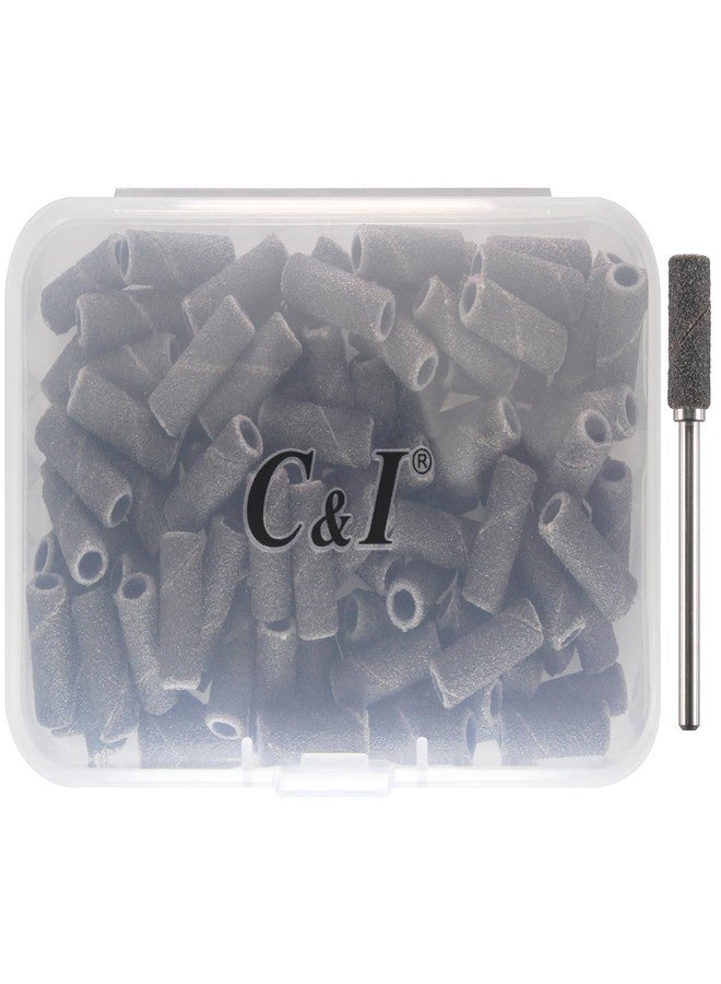 C & I 100pcs Small Sanding Bands & 1pc Slim Mandrel Nail Drill Bit Set Acrylic Gel Remove False Nails Shaping Cuticle Care Nail Prep Efile Nail Supplies for Nail Salon (Black, 150 Middle-M) - Image 1