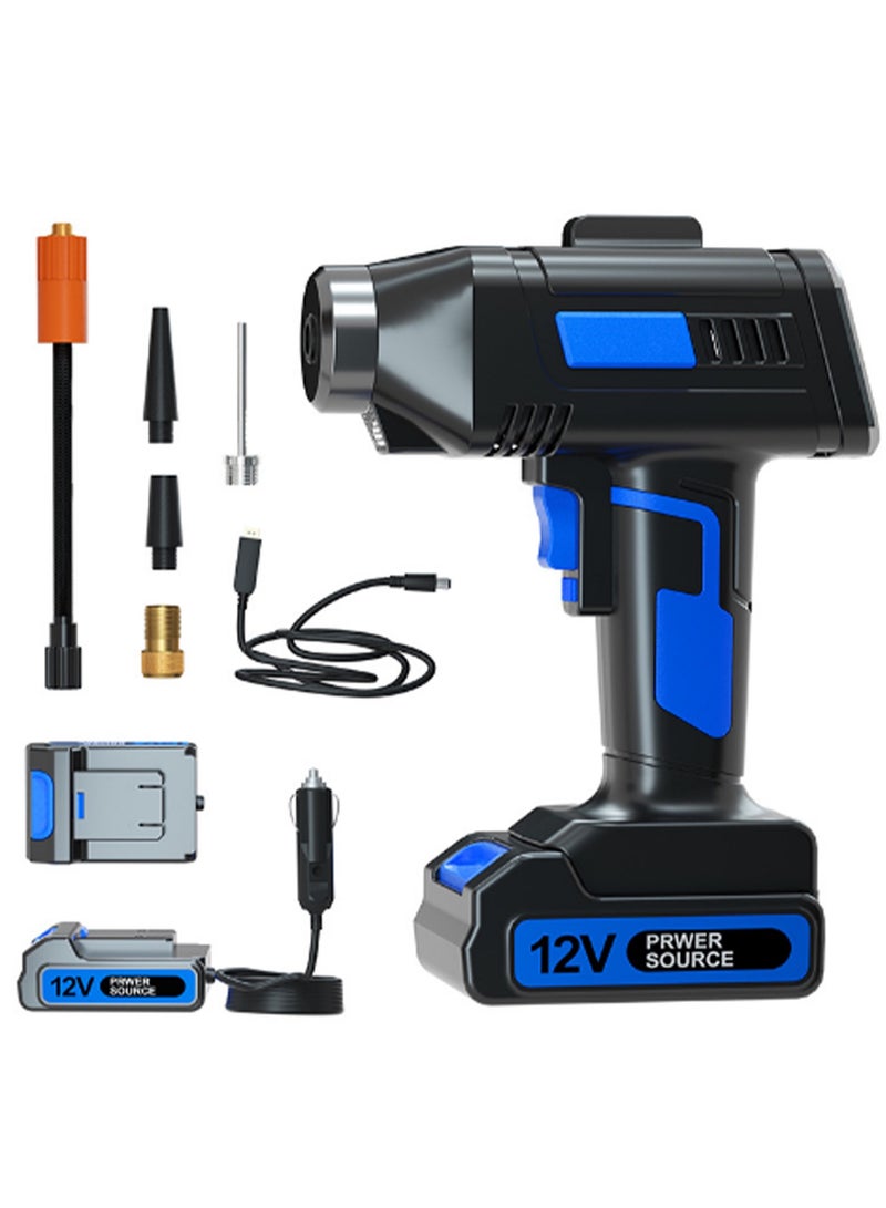 Huake Handheld Air Pump, Portable Car Tyre Auto Inflatable Pump, 160PSI Digital Pressure Detection, LED Lights Lighting Air Pump for Inflating Cars, Motorbikes, Bikes - Image 1