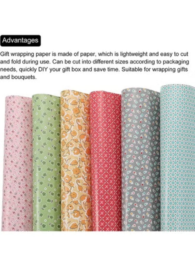 fantasize Gift Wrapping Paper, Birthday Wrapping Paper, with Pull Bow,Ribbon, Recyclable Kraft Gift Wrapping Paper, Double Sided Tape, Sticker Gift for Wedding, DIY Craft (Pink,Green,Yellow,Red,Gray,Blue) - Image 2