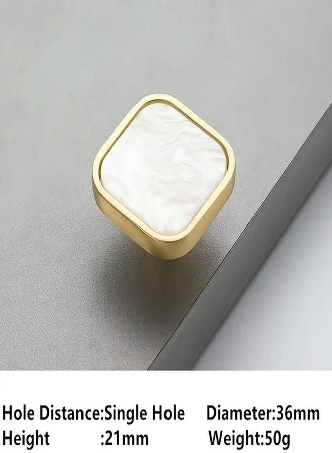 ES EVGOR STUDIO Evgor Studios knobs Square Pearl with Gold Rim, Set of 2, White and Gold for Kitchen Cabinet,Chest of Drawer,sidetable etc - Image 2
