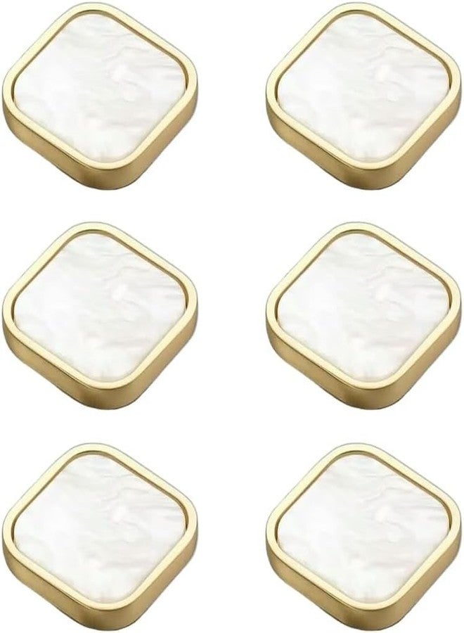 ES EVGOR STUDIO Evgor Studios knobs Square Pearl with Gold Rim, Set of 2, White and Gold for Kitchen Cabinet,Chest of Drawer,sidetable etc - Image 4