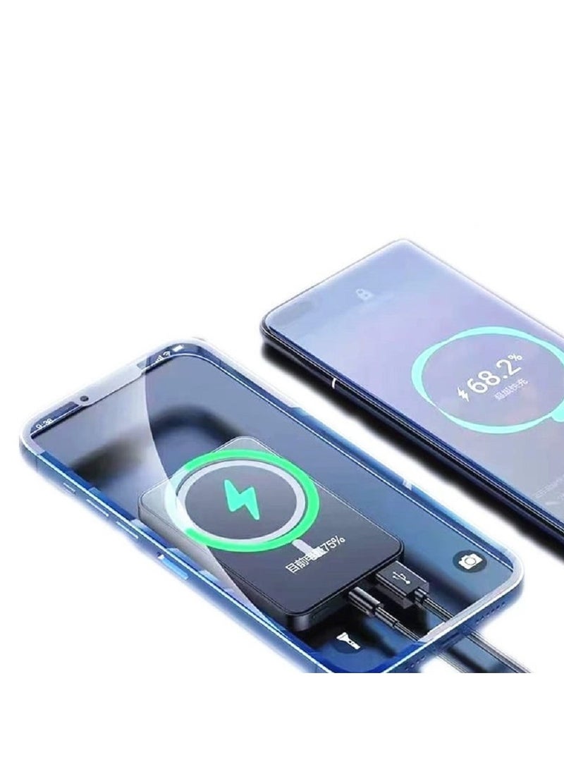 شاحن DOLTRI-Portable بقوة 22.5 واط (74 واط في الساعة) وباور بانك بقدرة 5000 مللي أمبير في الساعة وشحن لاسلكي مغناطيسي سريع مع شاشة LED (أسود) - Image 3
