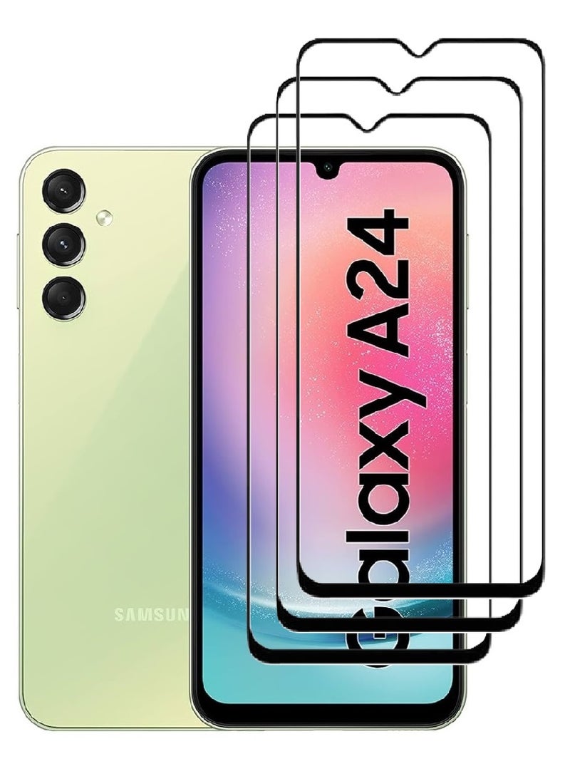 AINA 3 Pieces Tempered Glass Screen Protector 5D Designed For Samsung Galaxy A24 4G Full Glue Edge to Edge Full Screen Coverage And Bubble Free - Image 1