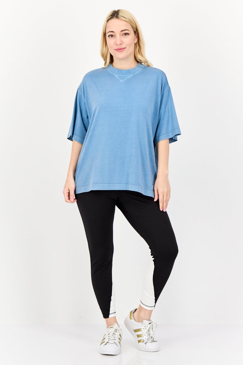 Reebok تي شيرت تدريب قصير الأكمام للنساء، أزرق - Image 3