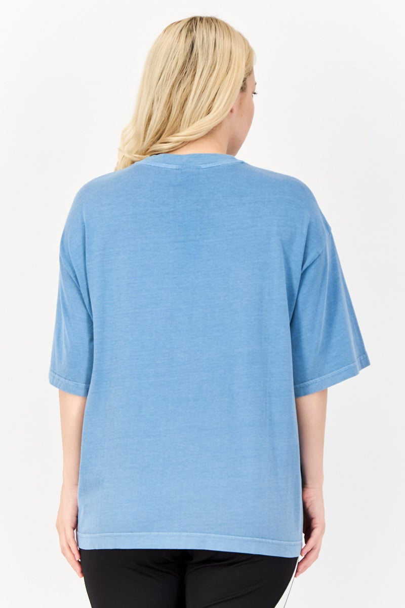 Reebok تي شيرت تدريب قصير الأكمام للنساء، أزرق - Image 4