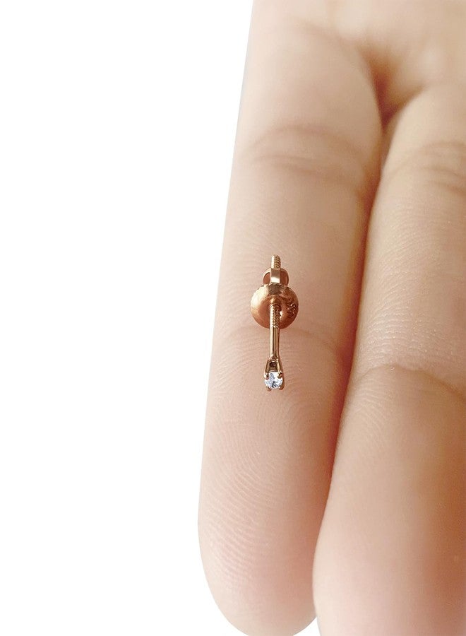 AFFY Mini Micro Natural Diamond Single Stud Screw Back Earring For Her In 14K Solid Yellow Gold | Cartilage Diamond Stud Earrings | 1 Piece (0.02Ct) Very Small 1.7Mm, Gift'S For Women - Image 4
