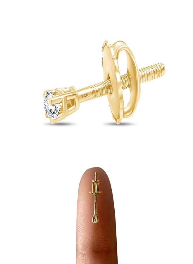 AFFY Mini Micro Natural Diamond Single Stud Screw Back Earring For Her In 14K Solid Yellow Gold | Cartilage Diamond Stud Earrings | 1 Piece (0.02Ct) Very Small 1.7Mm, Gift'S For Women - Image 2