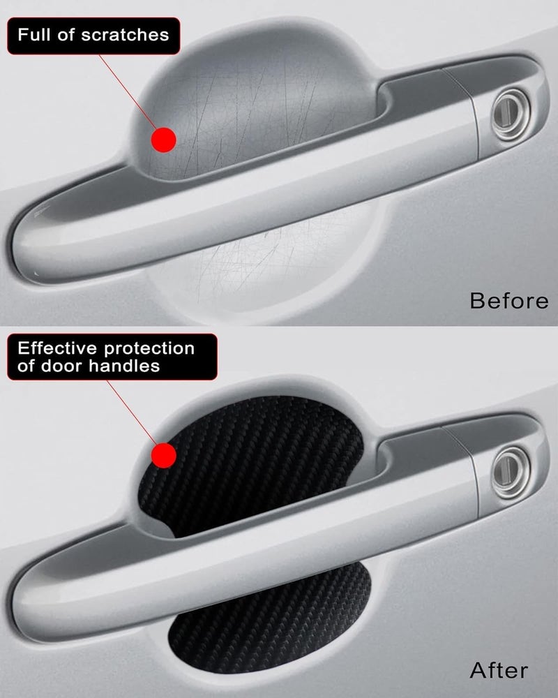 Buylogy® (Small) 4PCS Car Door Handle Scratch Protectors, Carbon Fiber Paint Scratch Protector Sticker Auto Door Paint Guard Car Door Cup Scratch Protection Films - Image 2
