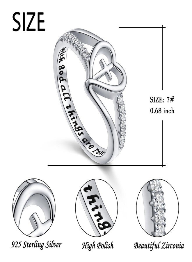 DAOCHONG S925 Sterling Silver Christian Cross Heart Inspirational Faith Bible Verse Ring for Women Teen Jewelry (7) - Image 5