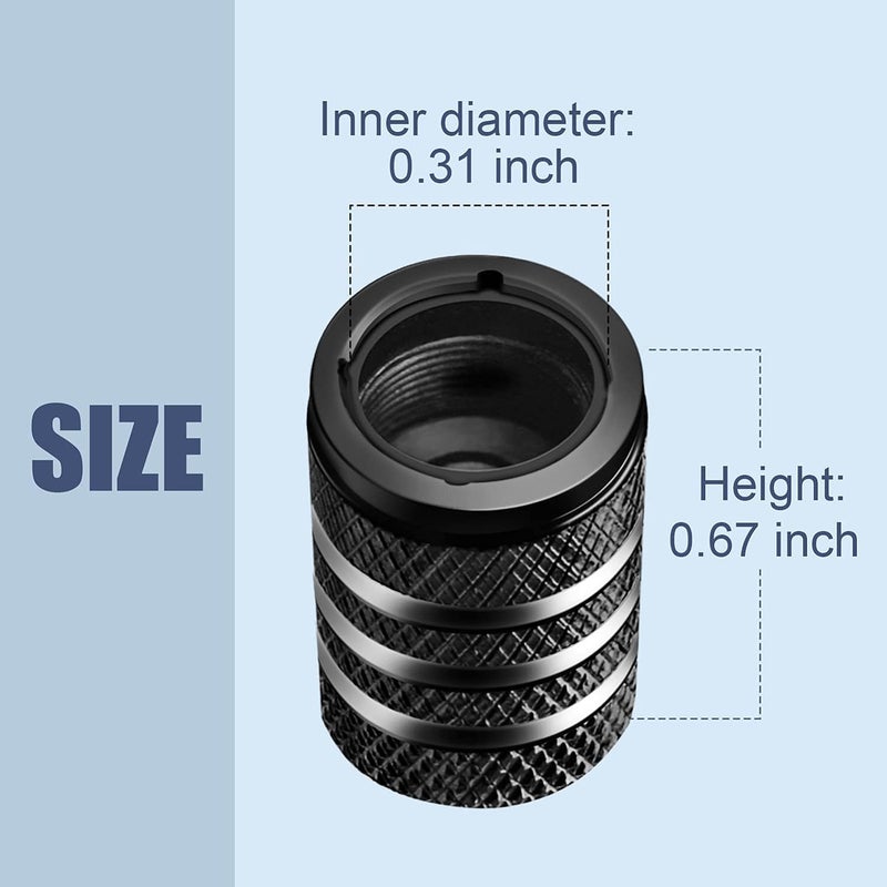 DECURCAR Tire Valve Stem Cap Cover - (5 Pack) Tire Air Cap Metal with Plastic Liner Corrosion Resistant Leak-Proof American Flag for Car Truck Motorcycle Bike Black - Image 3