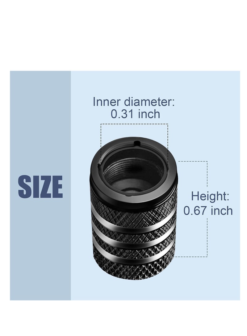Tire Valve Stem Cap Cover - (5 Pack) Tire Air Cap Metal with Plastic Liner Corrosion Resistant Leak-Proof American Flag for Car Truck Motorcycle Bike Black - Image 2